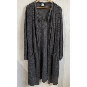 Cabi‎ Sweater Womens Medium Gray Long Line Duster Open Cardigan Knit Pockets